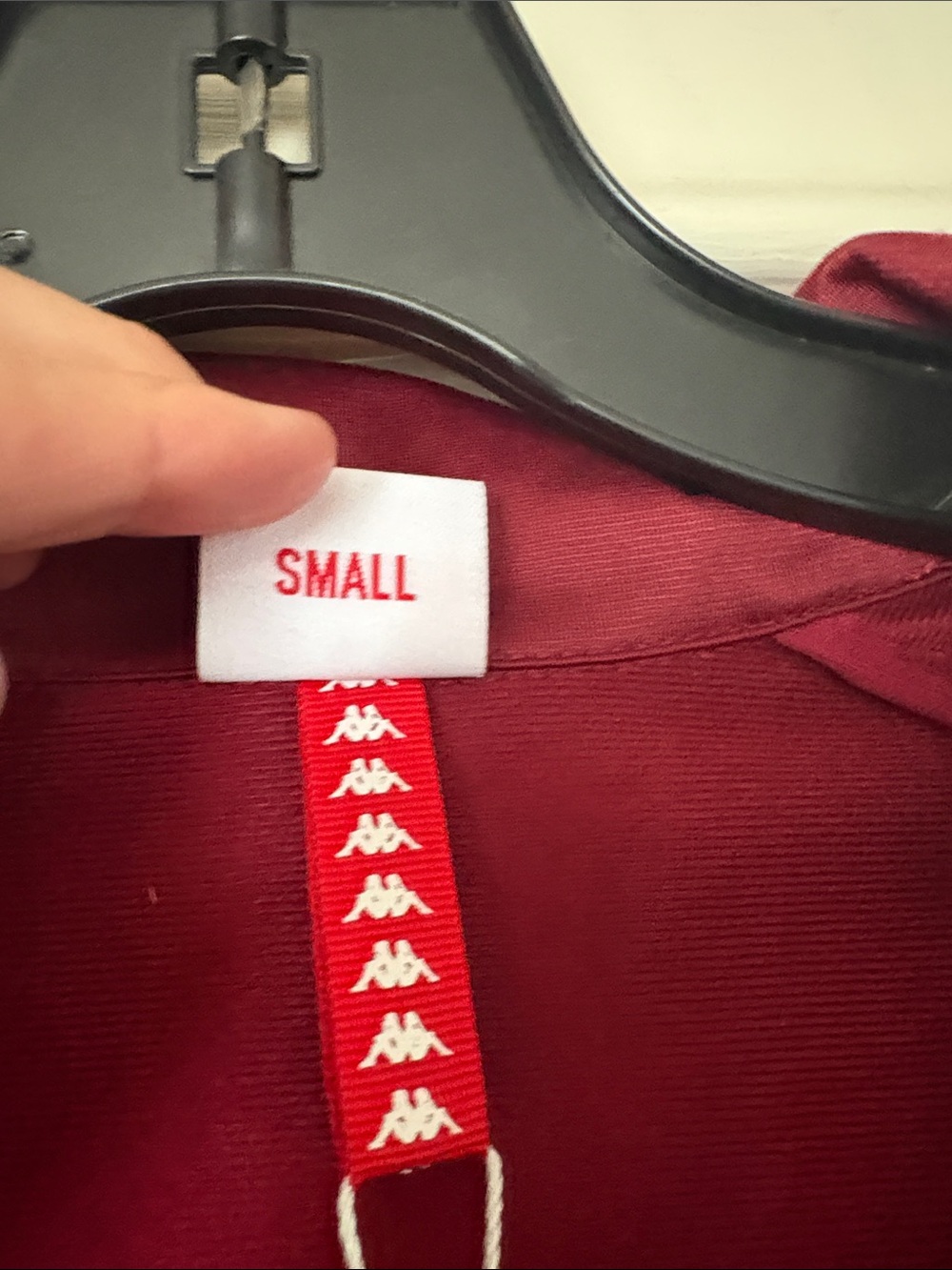 Kappa Burgundy Track Jacket with White Logo and Red Sleeve Tape - Picture 4 of 6